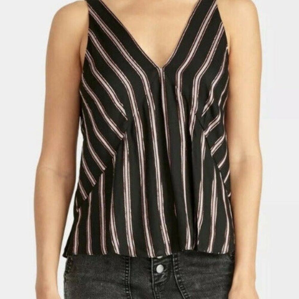 Rachel Roy Womens Violene Striped‎ V-Neck Top Size XS